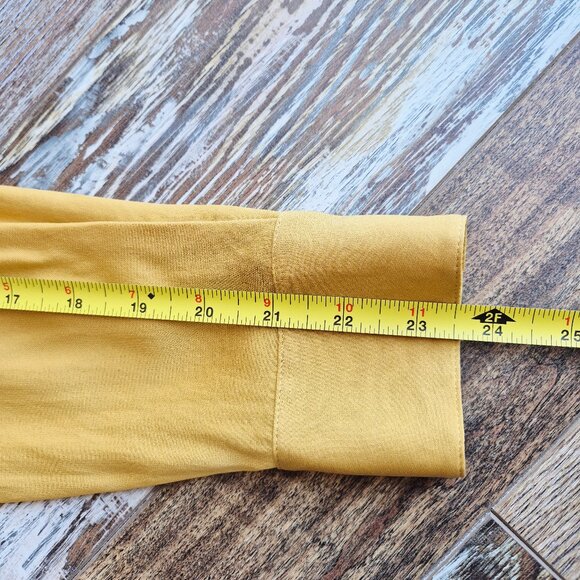 Theory Silk Blend Chiffon Tie-Front Button-Up Shirt Pocket Long Sleeve Yellow - Picture 11 of 13